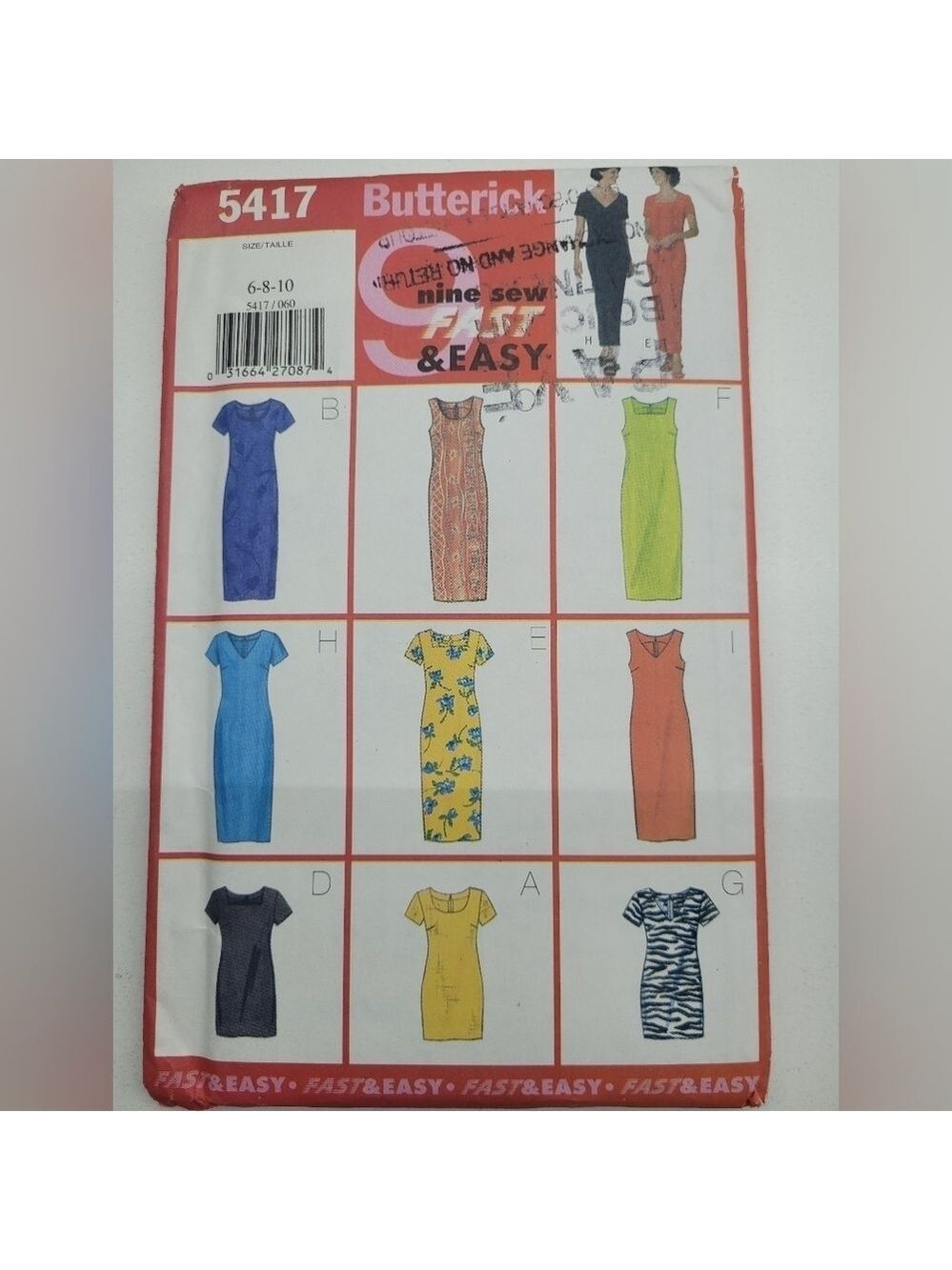 🧵4/$20🧵 Butterick 5417 Dress Sewing Pattern Uncut Size 6-10 DYI Supplies